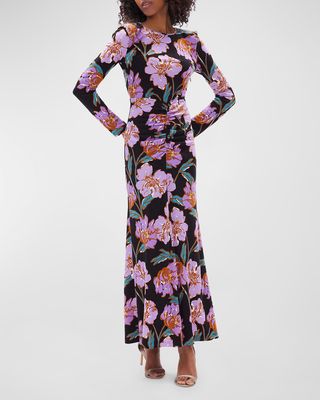 Madge Floral-Print Ruched Maxi Dress