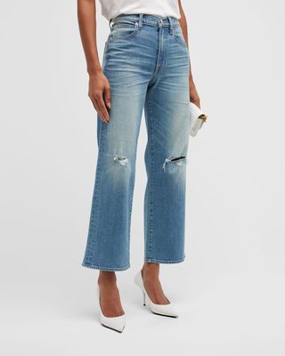 Madison Distressed Wide Ankle Jeans