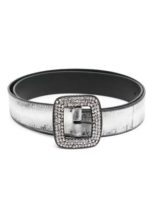 Madison.Maison cracked-effect leather belt - Silver