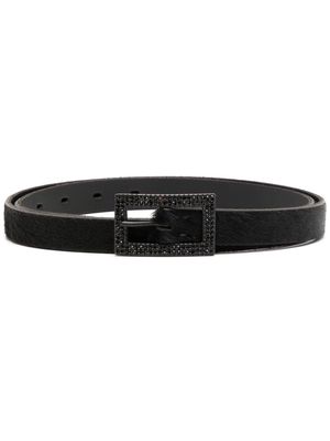 Madison.Maison crystal-embellished buckle belt - Black