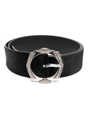 Madison.Maison crystal-embellished leather belt - Black