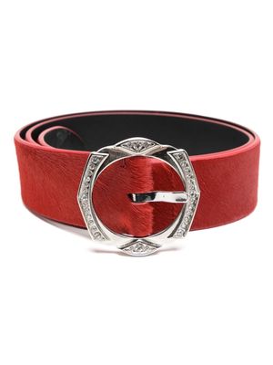 Madison.Maison crystal-embellished leather belt - Red