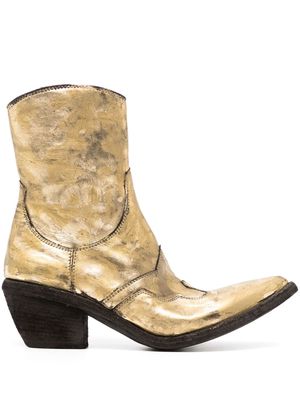 Madison.Maison laminated leather ankle boots - Gold