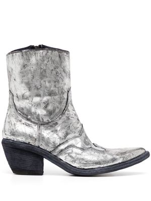 Madison.Maison laminated leather ankle boots - Silver