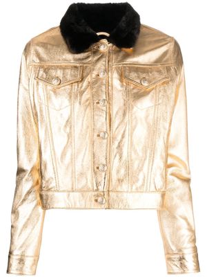 Madison.Maison metallic-finish buttoned leather jacket - Gold