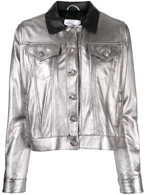 Madison.Maison metallic-finish buttoned leather jacket - Silver