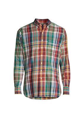 Madras Plaid Button-Up Shirt