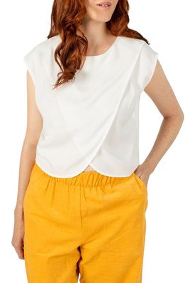MADRI COLLECTION Cotton Blend Crossover Nursing Top in White