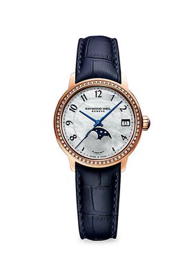 Maestro Moon Phase Diamond & Mother-Of-Pearl Leather Watch