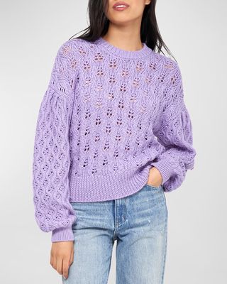 Maeva Chunky Pointelle-Knit Wool Sweater