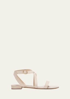 Magalou Leather Flat Ankle-Strap Sandals