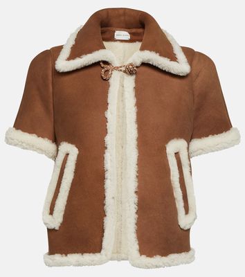 Magda Butrym Cropped shearling-lined suede jacket