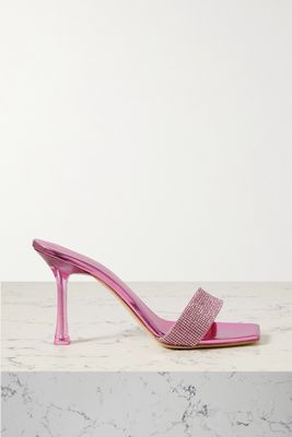 Magda Butrym - Crystal-embellished Metallic Leather Mules - Pink
