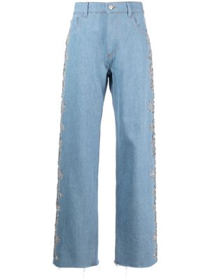 Magda Butrym crystal-embellished wide-leg jeans - Blue