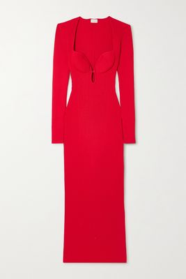 Magda Butrym - Cutout Ribbed Stretch-knit Maxi Dress - Red