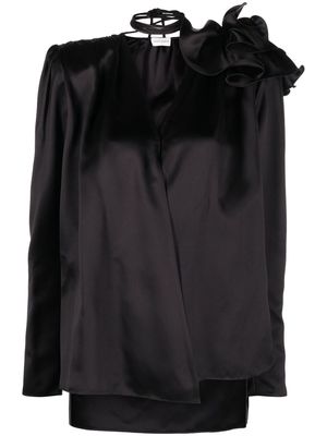 Magda Butrym detachable floral-appliqué silk blouse - Black