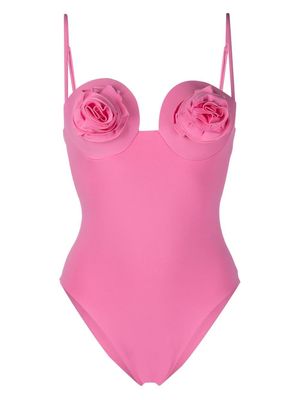 Magda Butrym embroidered rose balconette swimsuit - Pink