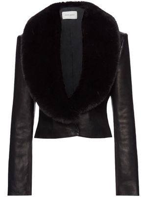 Magda Butrym faux fur-trimmed leather jacket - Black