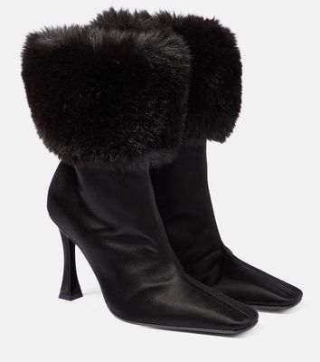 Magda Butrym Faux fur-trimmed satin ankle boots