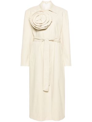 Magda Butrym floral-appliqué belted trench coat - Neutrals