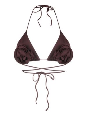 Magda Butrym floral appliqué bikini top - BRGNDY BORDEAUX