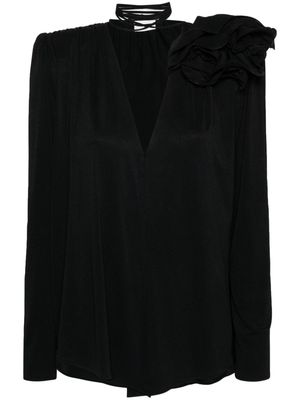 Magda Butrym floral-appliqué blouse - Black