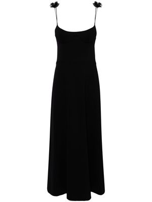 Magda Butrym floral-appliqué bustier-style midi dress - Black
