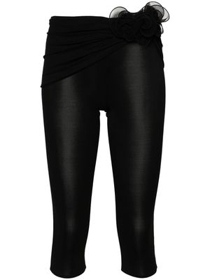 Magda Butrym floral-appliqué cropped leggings - Black