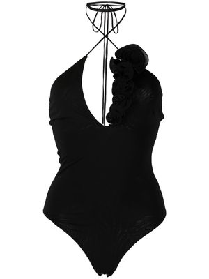 Magda Butrym floral-appliqué cut-out bodysuit - Black
