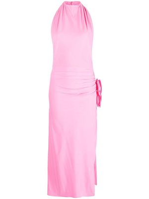 Magda Butrym floral-appliqué halterneck backless dress - Pink