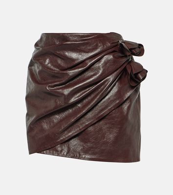Magda Butrym Floral-appliqué leather miniskirt