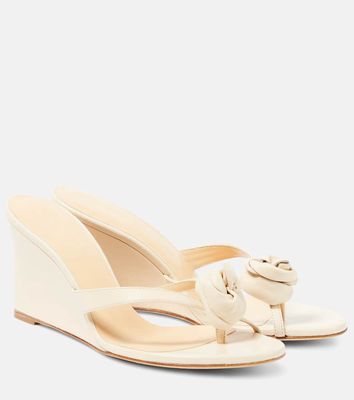 Magda Butrym Floral-appliqué leather wedge sandals