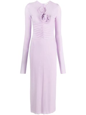 Magda Butrym floral-appliqué ruched midi dress - Purple