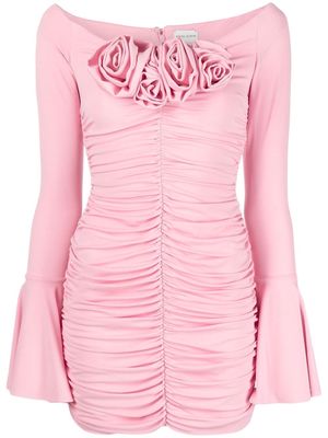 Magda Butrym floral-appliqué ruched mini dress - Pink