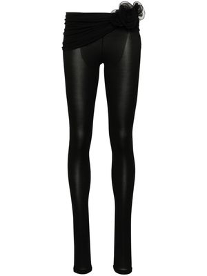 Magda Butrym floral-appliqué sash leggings - Black