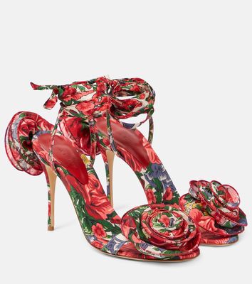 Magda Butrym Floral-appliqué satin slingback sandals