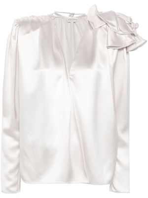 Magda Butrym floral-appliqué silk blouse - White