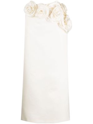 Magda Butrym floral-appliqué silk midi skirt - White