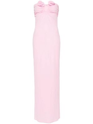 Magda Butrym floral-appliqué strapless dress - Pink