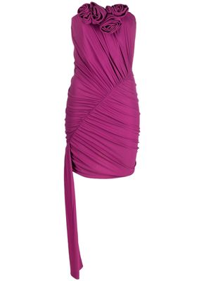 Magda Butrym floral appliqué strapless minidress - Purple