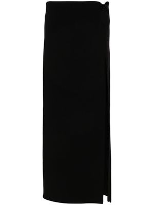 Magda Butrym floral-appliqué wool-blend skirt - Black