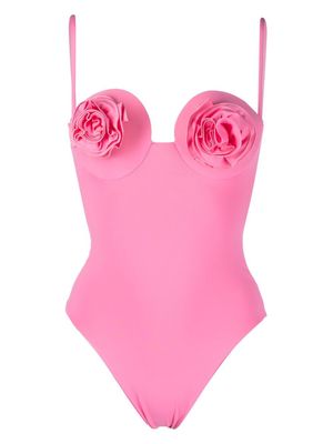 Magda Butrym floral-detail swimsuit - PINK