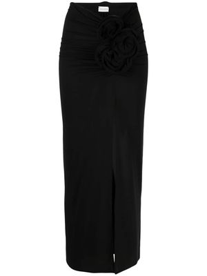 Magda Butrym floral-detail wrap midi skirt - Black