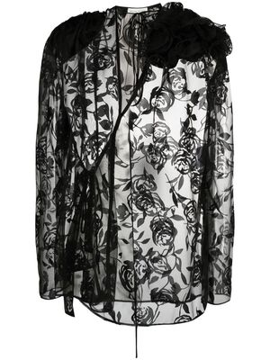 Magda Butrym floral-lace silk blouse - Black
