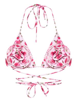 Magda Butrym floral-print bikini top - Pink