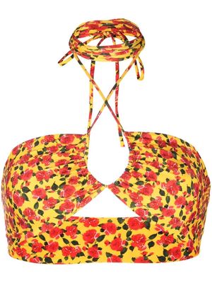 Magda Butrym floral-print bikini top - Yellow