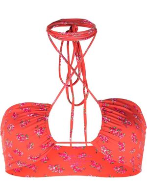 Magda Butrym floral-print cut-out bikini top - Red