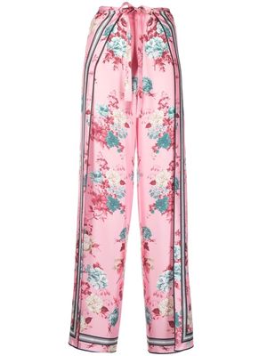 Magda Butrym floral-print wide-leg silk trousers - Pink