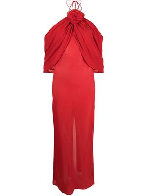 Magda Butrym flower-appliqué sheer silk dress - Red