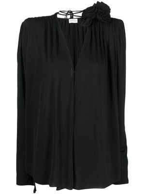 Magda Butrym flower appliqué silk blouse - Black